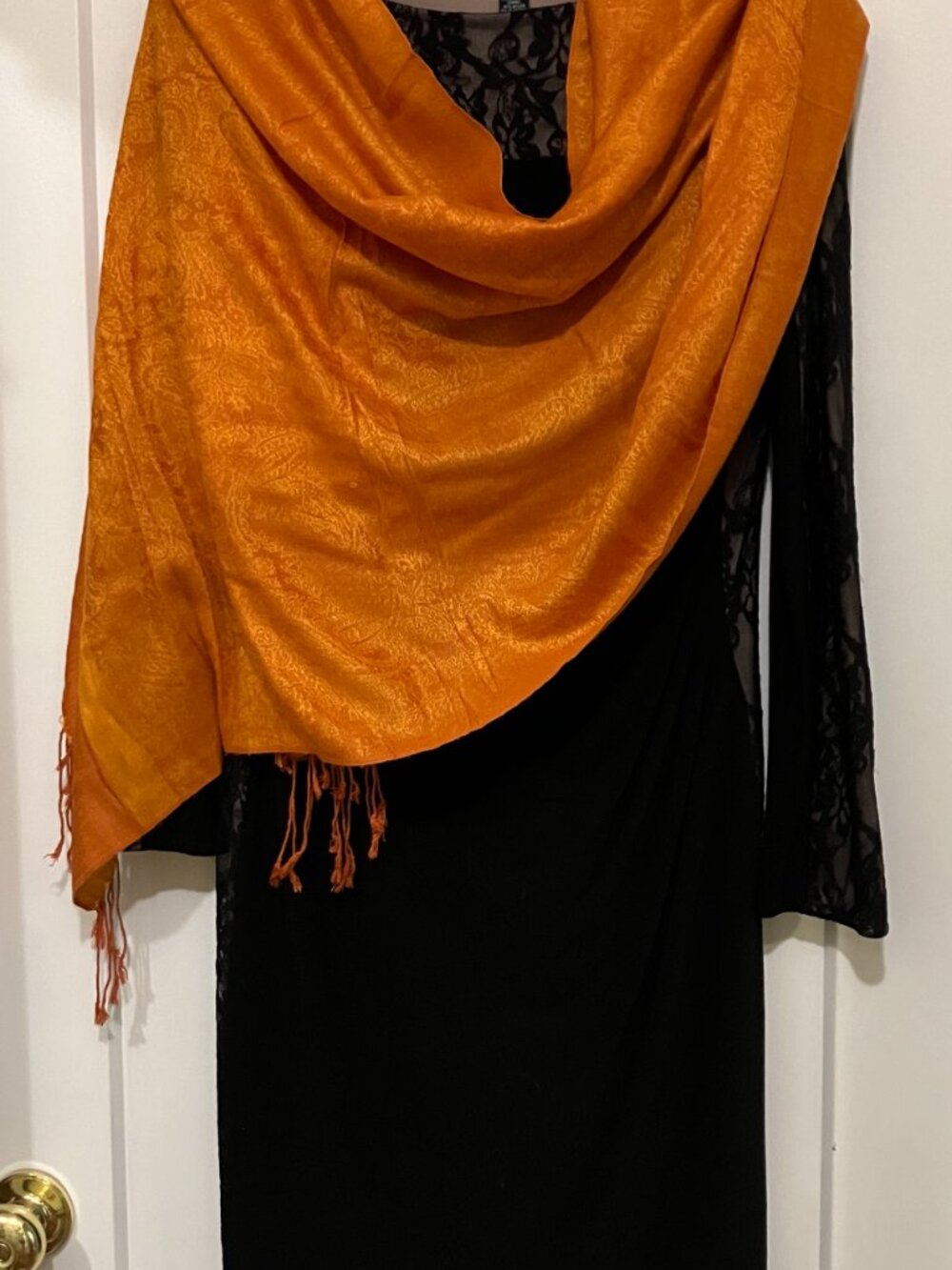 Pashmina Orange Paisley Wrap Shawl | 70 x 27